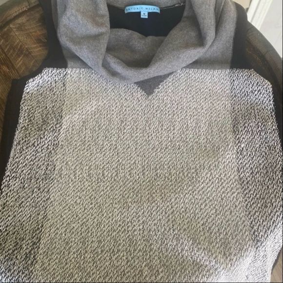 ANTONIO MELANI Sleeveless Top Gray and Black Dark Academia Top w/ Cowl Neck Sz M - Picture 2 of 8